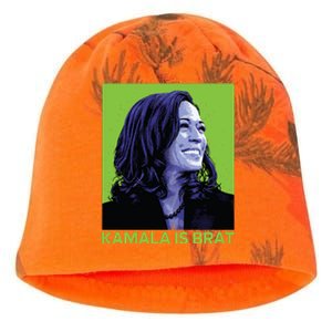 Kamala Is Brat Funny Sarcastic Kati - Camo Knit Beanie