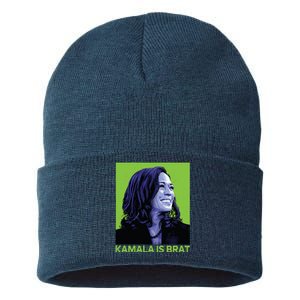 Kamala Is Brat Funny Sarcastic Sustainable Knit Beanie