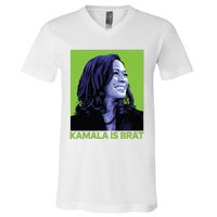 Kamala Is Brat Funny Sarcastic V-Neck T-Shirt