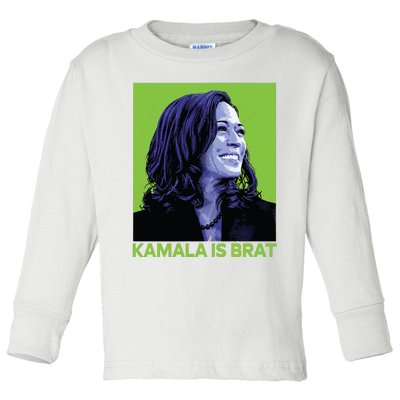 Kamala Is Brat Funny Sarcastic Toddler Long Sleeve Shirt