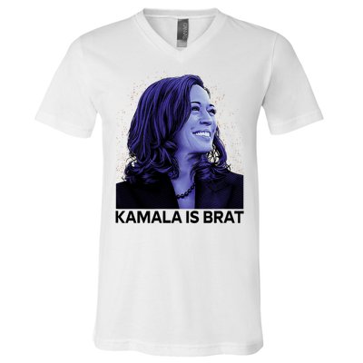 Kamala Is Brat Funny Sarcastic V-Neck T-Shirt