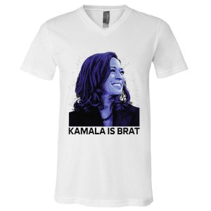 Kamala Is Brat Funny Sarcastic V-Neck T-Shirt