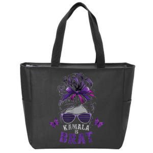 Kamala Is BratCute Quotes Messy Bun Summer Zip Tote Bag