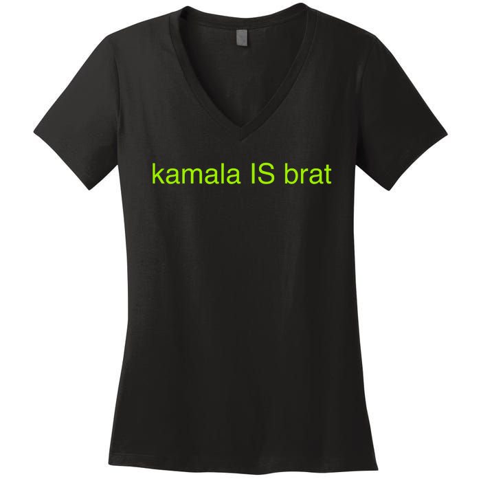 Kamala Is Brat Funny Pop Culture Girlie Usa President 2024 Women's V-Neck T-Shirt