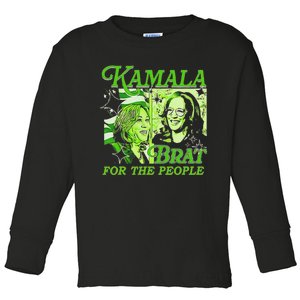 Kamala Is Brat 2024 Funny Green Toddler Long Sleeve Shirt