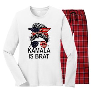 Kamala Is Brat Funny Quotes Feminist Women's Long Sleeve Flannel Pajama Set 