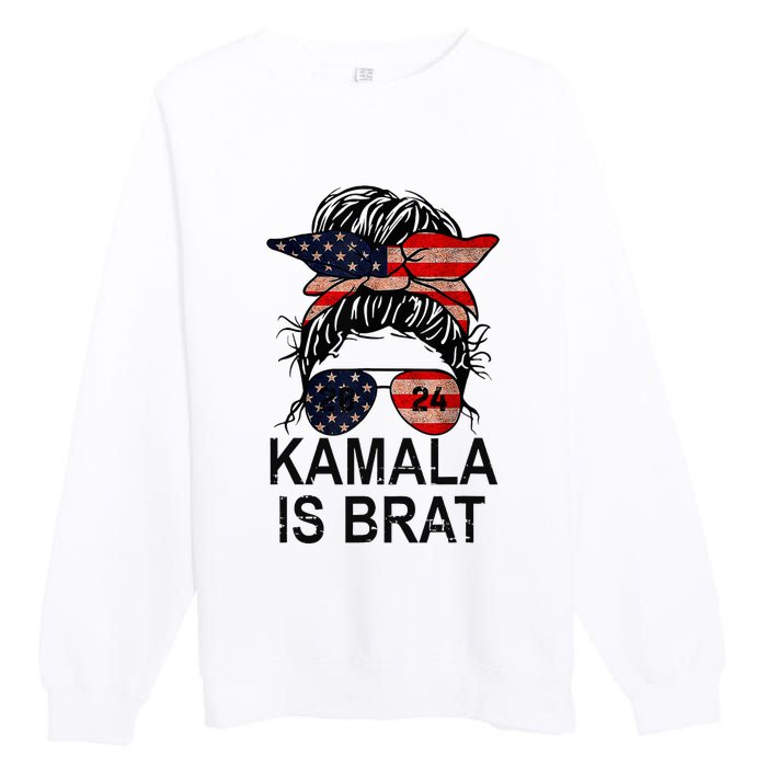 Kamala Is Brat Funny Quotes Feminist Premium Crewneck Sweatshirt