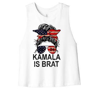 Kamala Is Brat Funny Quotes Feminist Women's Racerback Cropped Tank