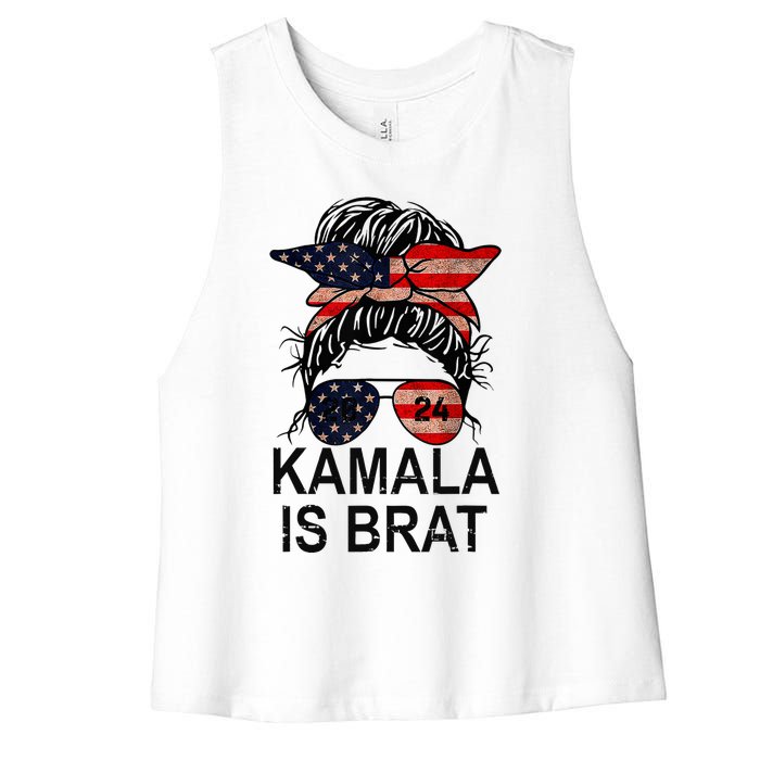 Kamala Is Brat Funny Quotes Feminist Women's Racerback Cropped Tank