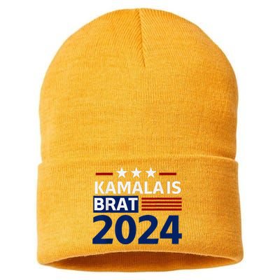 Kamala Is Brat Funny Sarcastic Coconut Tree Campaign Sustainable Knit Beanie