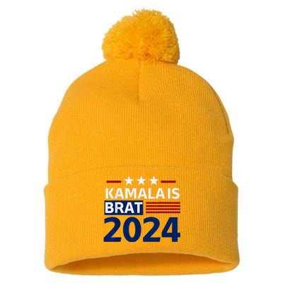 Kamala Is Brat Funny Sarcastic Coconut Tree Campaign Pom Pom 12in Knit Beanie