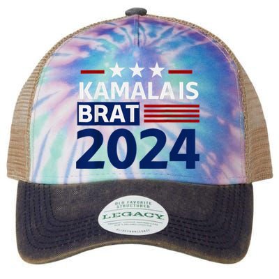 Kamala Is Brat Funny Sarcastic Coconut Tree Campaign Legacy Tie Dye Trucker Hat