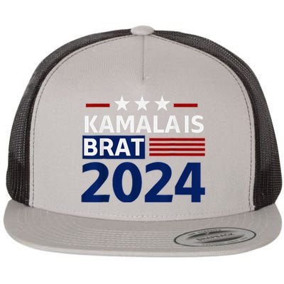 Kamala Is Brat Funny Sarcastic Coconut Tree Campaign Flat Bill Trucker Hat