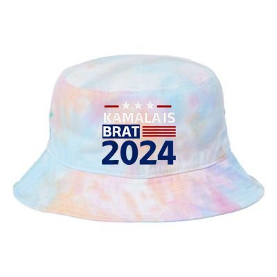 Kamala Is Brat Funny Sarcastic Coconut Tree Campaign Tie Dye Newport Bucket Hat