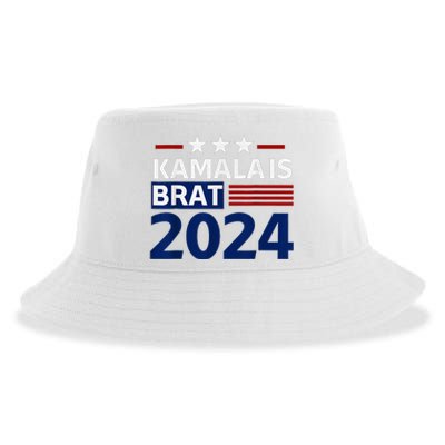 Kamala Is Brat Funny Sarcastic Coconut Tree Campaign Sustainable Bucket Hat