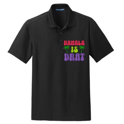 Kamala Is Brat Funny Sarcastic Quote Kamala Is Brat 2024 Dry Zone Grid Polo