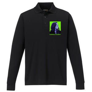 Kamala Is Brat Funny Sarcastic Performance Long Sleeve Polo