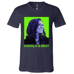 Kamala Is Brat Funny Sarcastic V-Neck T-Shirt