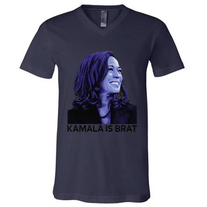 Kamala Is Brat Funny Sarcastic V-Neck T-Shirt