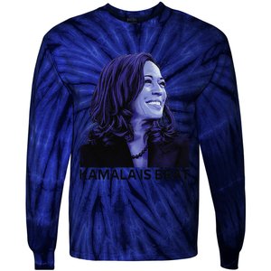 Kamala Is Brat Funny Sarcastic Tie-Dye Long Sleeve Shirt