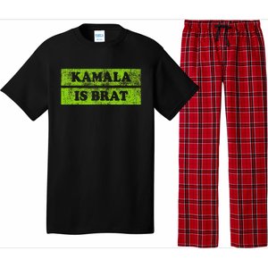 Kamala Is Brat Funny Usa Humor Meme Green Text Pajama Set