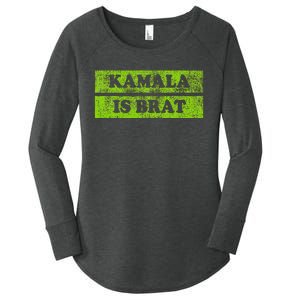 Kamala Is Brat Funny Usa Humor Meme Green Text Women's Perfect Tri Tunic Long Sleeve Shirt