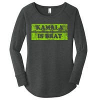 Kamala Is Brat Funny Usa Humor Meme Green Text Women's Perfect Tri Tunic Long Sleeve Shirt