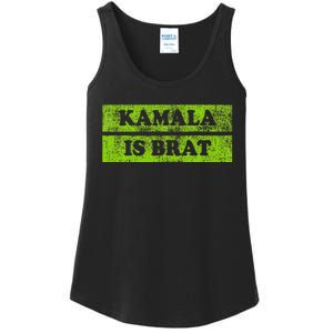 Kamala Is Brat Funny Usa Humor Meme Green Text Ladies Essential Tank