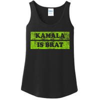 Kamala Is Brat Funny Usa Humor Meme Green Text Ladies Essential Tank