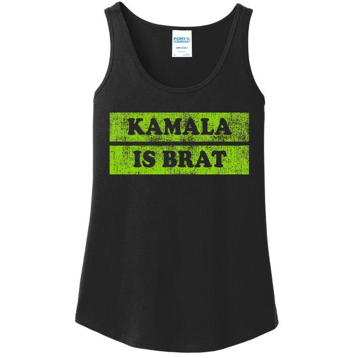 Kamala Is Brat Funny Usa Humor Meme Green Text Ladies Essential Tank