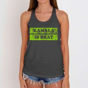 Kamala Is Brat Funny Usa Humor Meme Green Text Women's Knotted Racerback Tank