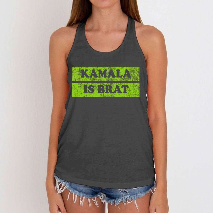 Kamala Is Brat Funny Usa Humor Meme Green Text Women's Knotted Racerback Tank