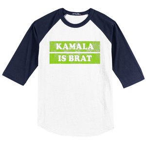 Kamala Is Brat Funny Usa Humor Meme Green Text Baseball Sleeve Shirt