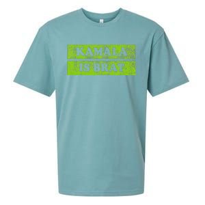 Kamala Is Brat Funny Usa Humor Meme Green Text Sueded Cloud Jersey T-Shirt