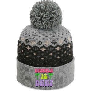 Kamala Is Brat Funny Sarcastic Coconut Tree Campaign The Baniff Cuffed Pom Beanie