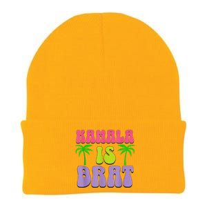 Kamala Is Brat Funny Sarcastic Coconut Tree Campaign Knit Cap Winter Beanie