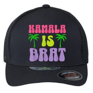 Kamala Is Brat Funny Sarcastic Coconut Tree Campaign Flexfit Unipanel Trucker Cap