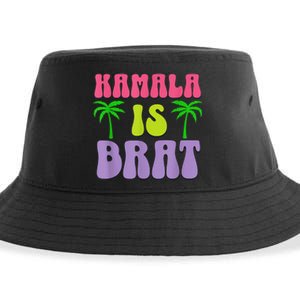 Kamala Is Brat Funny Sarcastic Coconut Tree Campaign Sustainable Bucket Hat