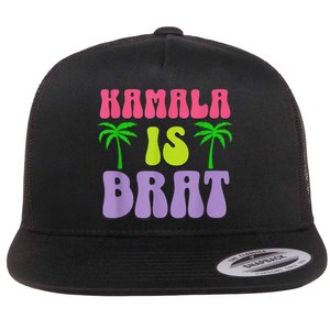 Kamala Is Brat Funny Sarcastic Coconut Tree Campaign Flat Bill Trucker Hat