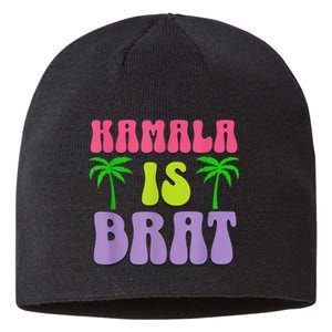 Kamala Is Brat Funny Sarcastic Coconut Tree Campaign Sustainable Beanie