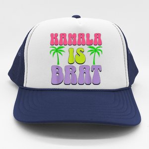 Kamala Is Brat Funny Sarcastic Coconut Tree Campaign Trucker Hat