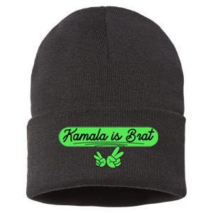 Kamala Is Brat Funny Sarcastic Quote Kamala Is Brat 2024 Sustainable Knit Beanie