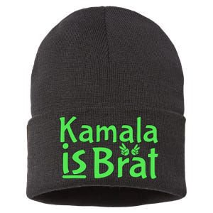 Kamala Is Brat Funny Sarcastic Sustainable Knit Beanie