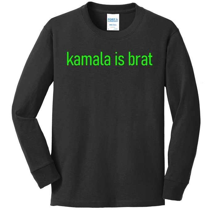 Kamala Is Brat Lime Green Brat Kids Long Sleeve Shirt