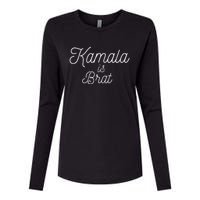 Kamala Is Brat Lime Green Brat Womens Cotton Relaxed Long Sleeve T-Shirt