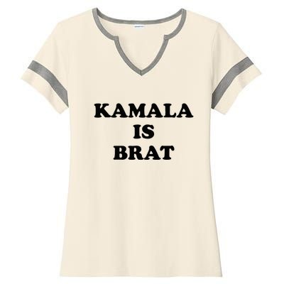 Kamala Is Brat Sunglasses Us Flag Vintage Funny Sarcastic Ladies Halftime Notch Neck Tee