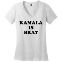 Kamala Is Brat Sunglasses Us Flag Vintage Funny Sarcastic Women's V-Neck T-Shirt