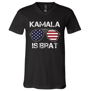 Kamala Is Brat V-Neck T-Shirt