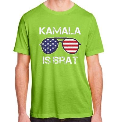 Kamala Is Brat Sunglasses Us Flag Vintage Funny Sarcastic Adult ChromaSoft Performance T-Shirt