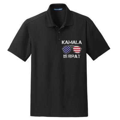 Kamala Is Brat Sunglasses Us Flag Vintage Funny Sarcastic Dry Zone Grid Polo